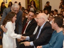 President Rivlin celebrates with child victims of terrorism. Photo courtesy of Mark Neiman, Israel GPO.