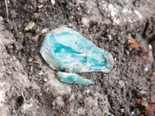 Raw glass found at the antiquities site. Photo by Assaf Peretz, courtesy of Israel Antiquities Authority.